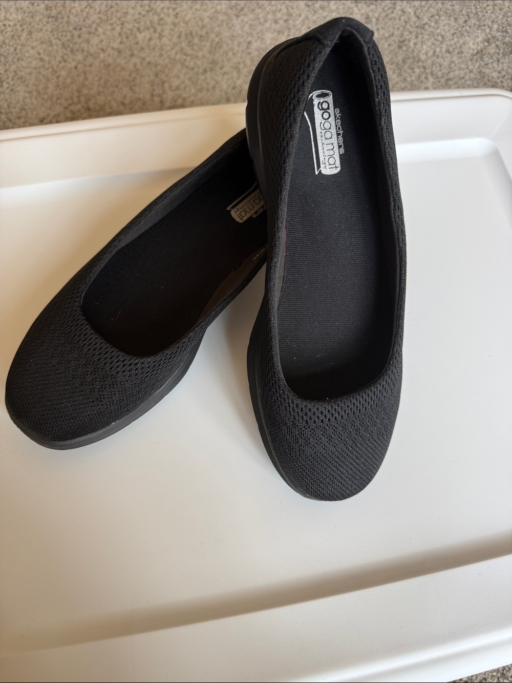 Skechers Black Knit Slip-On Ballet Flats